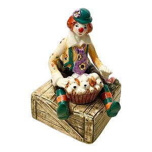 VTG 90s Lefton MUSIC BOX CLOWN & PUPPY DOGS Put On A Happy Face Yamada Originals